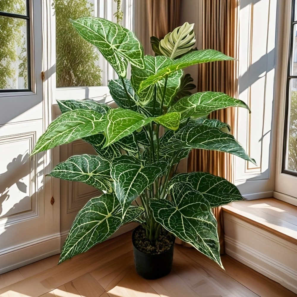 1PC 24 Leaves Artificial Green - đánh giá và giá Monstera Adansonii